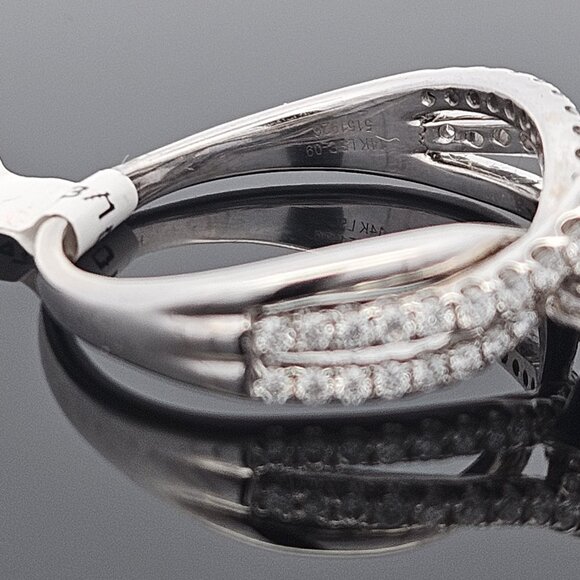 14K White Gold LEO Diamond Bypass Engagement Ring Band 1.23TCW 5.6 Gram Size 10 - Picture 14 of 16